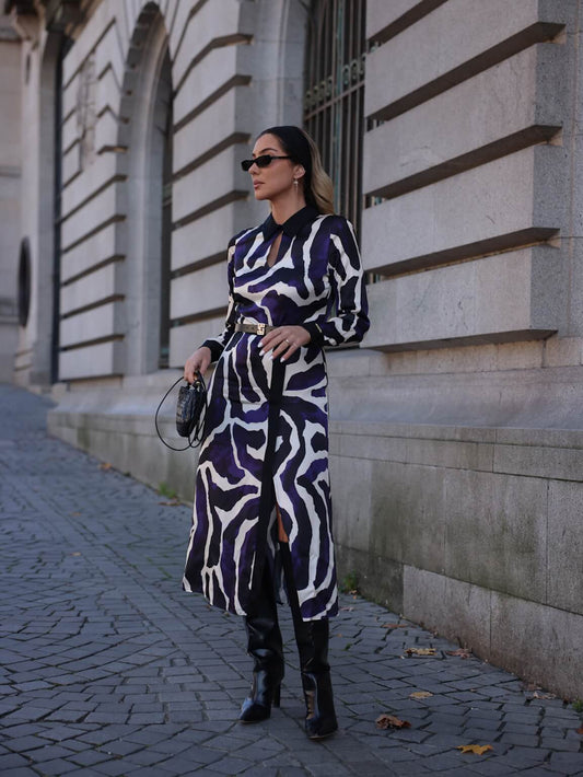 VESTIDO ESTAMPADO COM CINTO