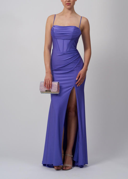 VESTIDO DE CERIMÓNIA LISO ESTILO SEREIA ROXO