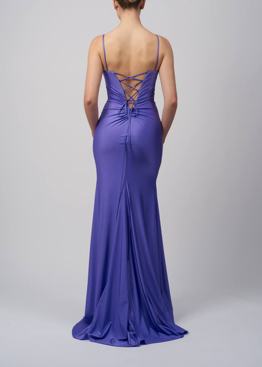 VESTIDO DE CERIMÓNIA LISO ESTILO SEREIA ROXO