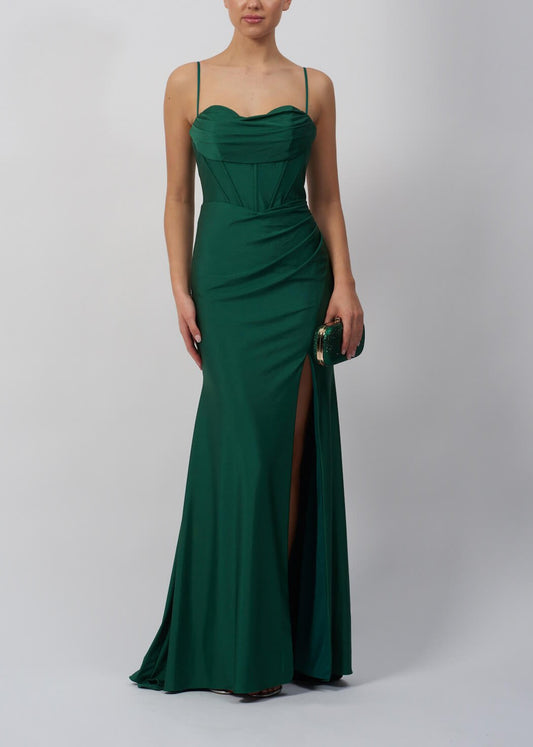 VESTIDO DE CERIMÓNIA LISO ESTILO SEREIA VERDE
