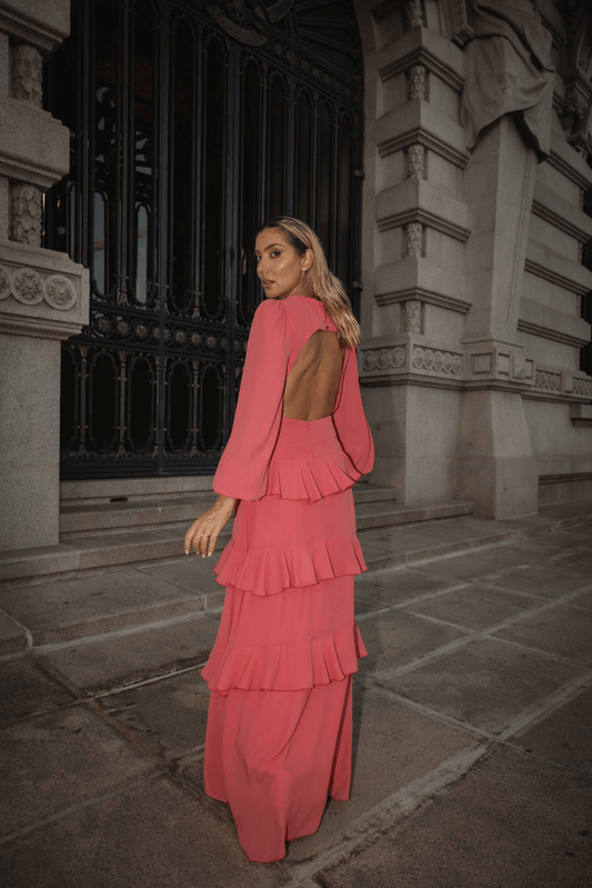 Vestido Comprido com Folhos