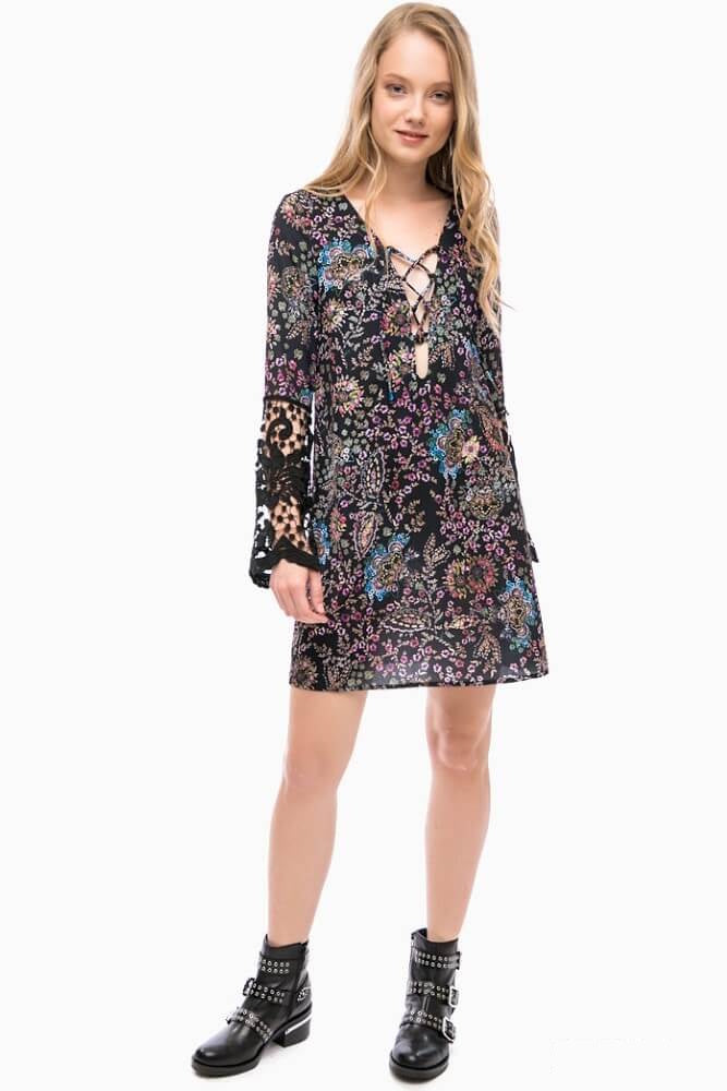 VESTIDO PRETO ESTAMPADO