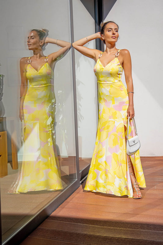 Vestido Estampado com Argola na Alça