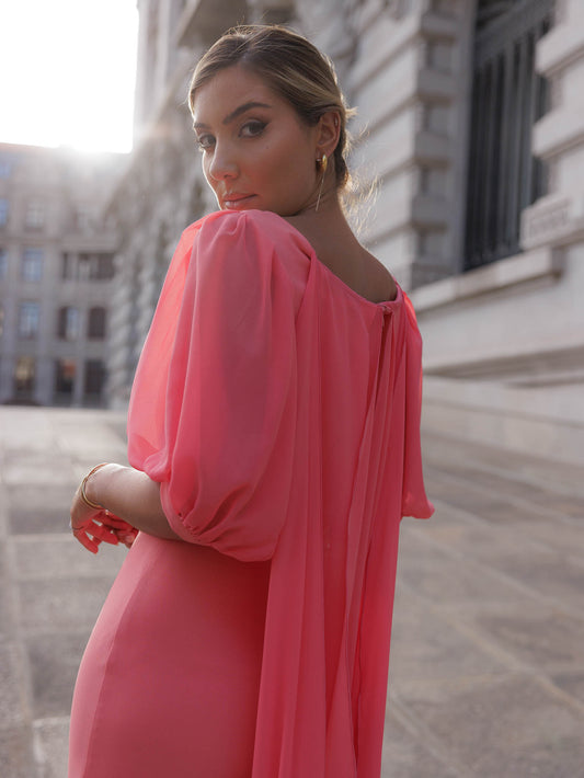Vestido comprido com transparência