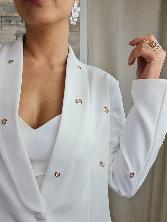 BLAZER BRANCO COM DETALHE DOURADO