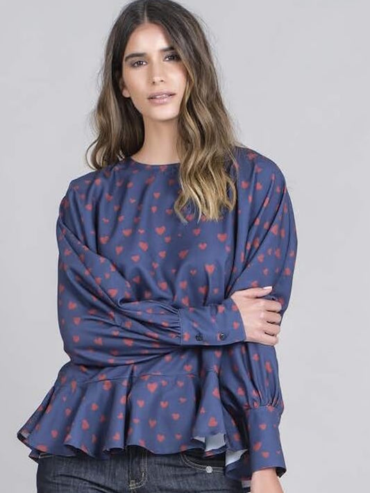 BLUSA CORAÇÕES FOLHOS RUGA 2695