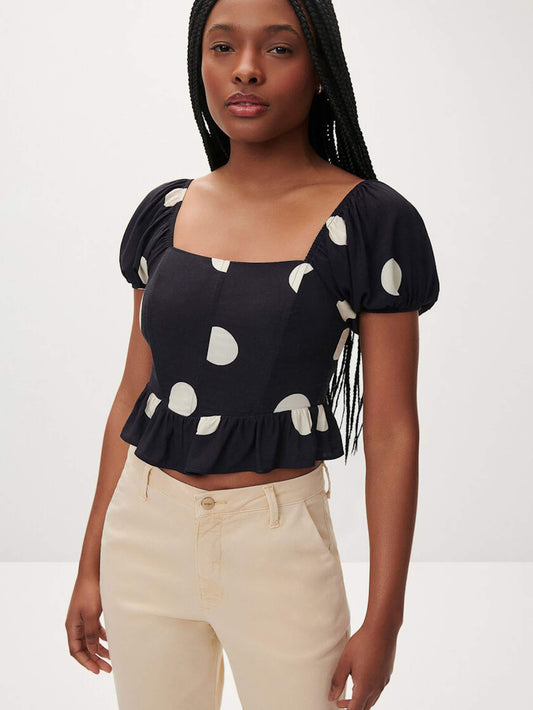 BLUSA CROP TOP ÀS BOLINHAS