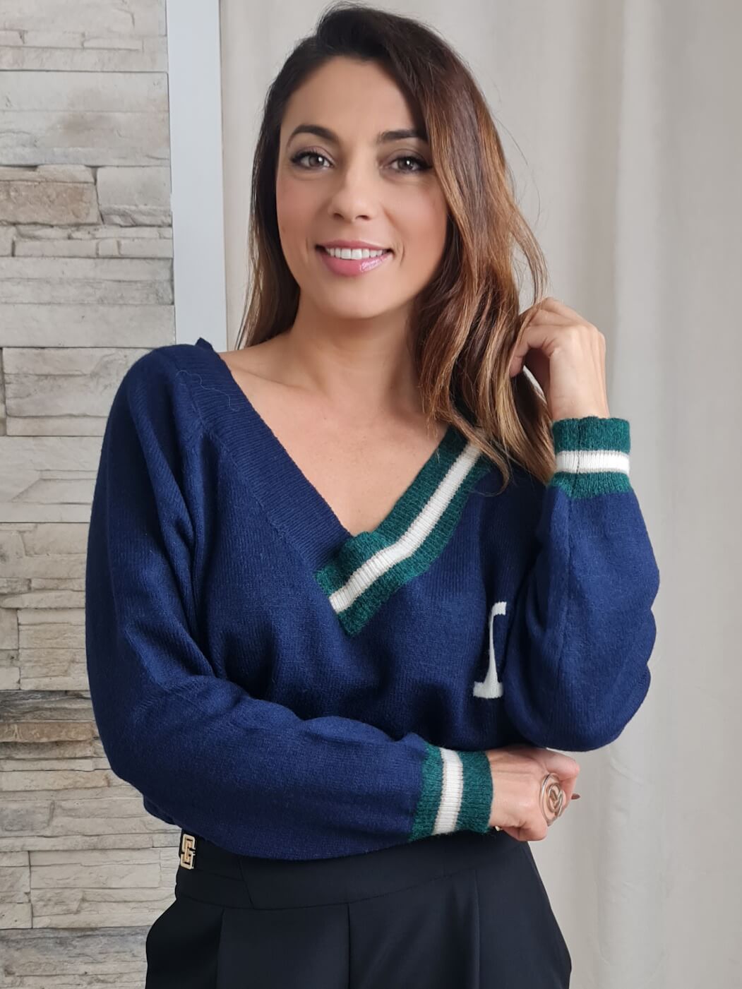 CAMISOLA COM DECOTE EM V AZUL