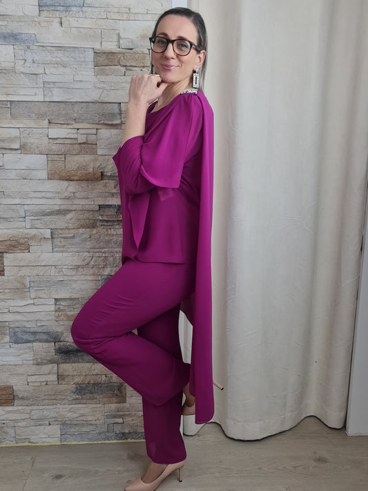 CONJUNTO BRILHANTES OMBROS MAGENTA