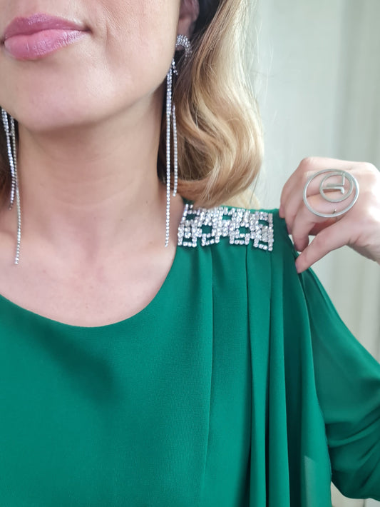 CONJUNTO BRILHANTES OMBROS VERDE