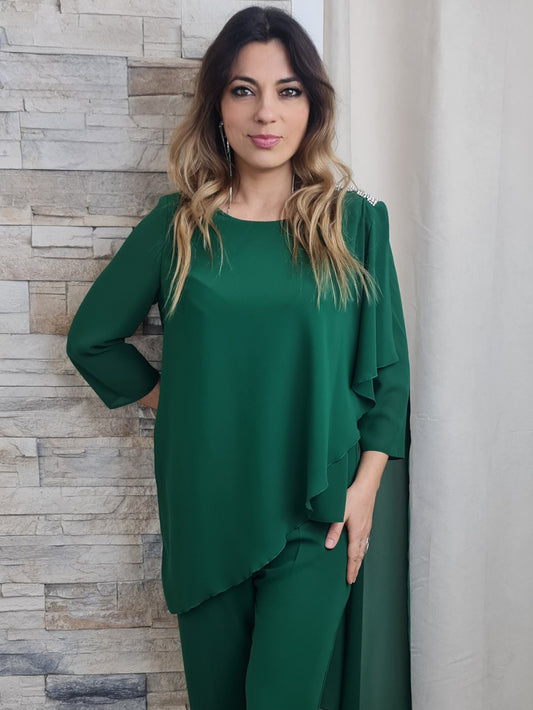 CONJUNTO BRILHANTES OMBROS VERDE