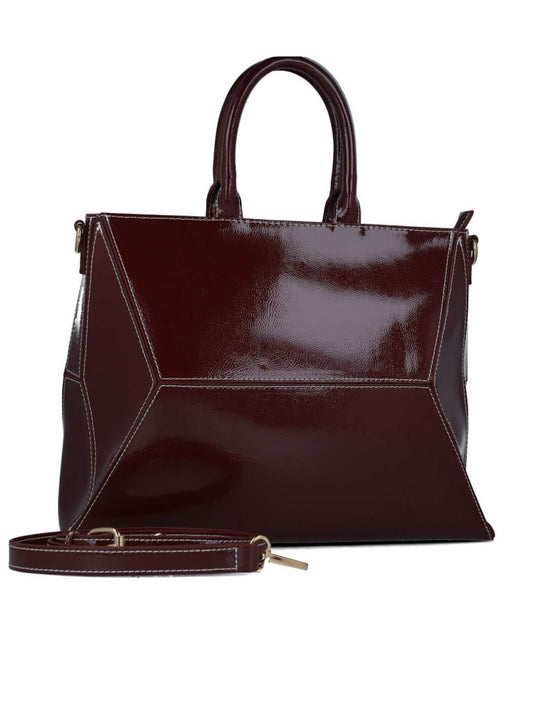 MALA DE OMBRO BORDEAUX COM DETALHE EM LINHA BRANCA