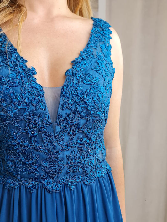 VESTIDO DE CERIMÓNIA AZUL PETRÓLEO