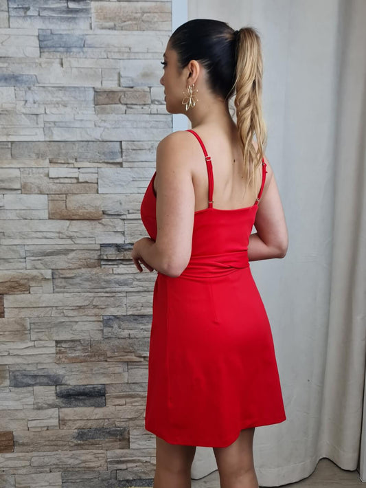 VESTIDO VERMELHO JUSTO C/ ALÇA FINA