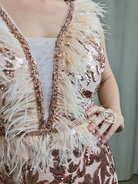 VESTIDO DE CERIMÓNIA JUSTO COM LANTEJOULA