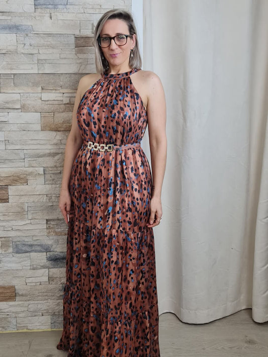 VESTIDO COMPRIDO ESTAMPADO ANIMAL PRINT