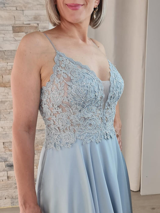 VESTIDO DE CERIMÓNIA BORDADO COM TRANSPARÊNCIA