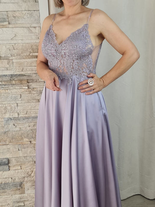 VESTIDO DE CERIMÓNIA LISO COM ALÇA FINA