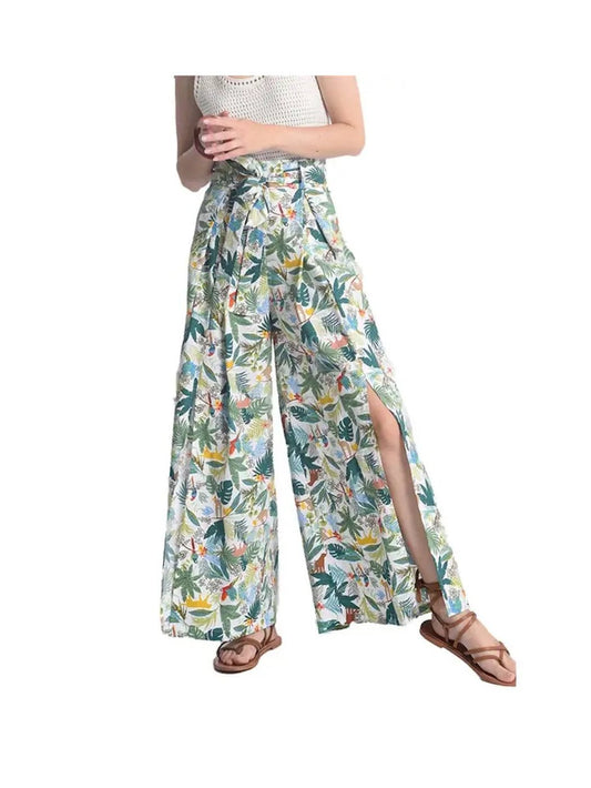 Calça Pantalona colorida com racha