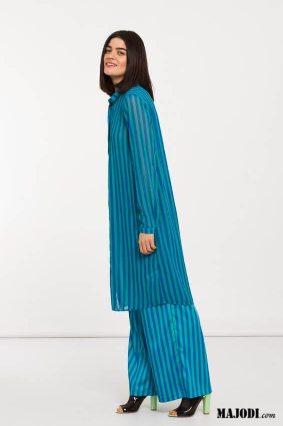 MAJODI.COM Vestido Camiseiro Riscas