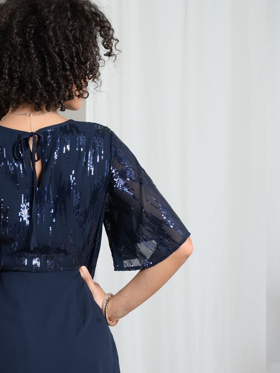 MOLLY BRACKEN Vestido marinho lantejoulas MAJODI.COM