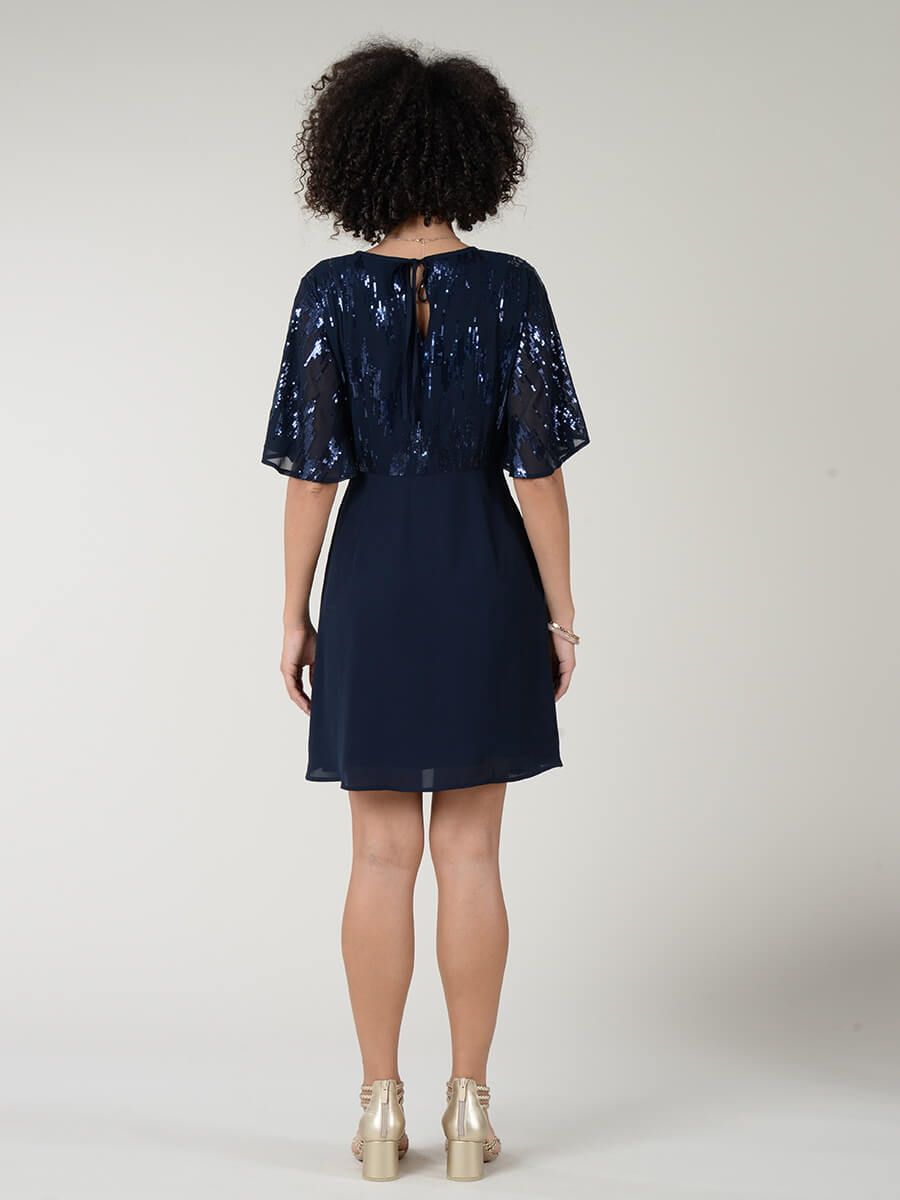 MOLLY BRACKEN Vestido marinho lantejoulas MAJODI.COM