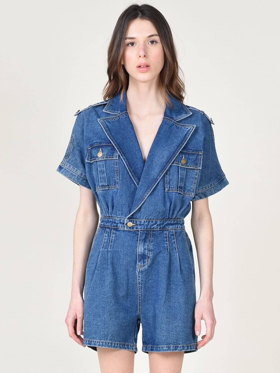 Molly Bracken Macacao denim de calcao MAJODI.COM