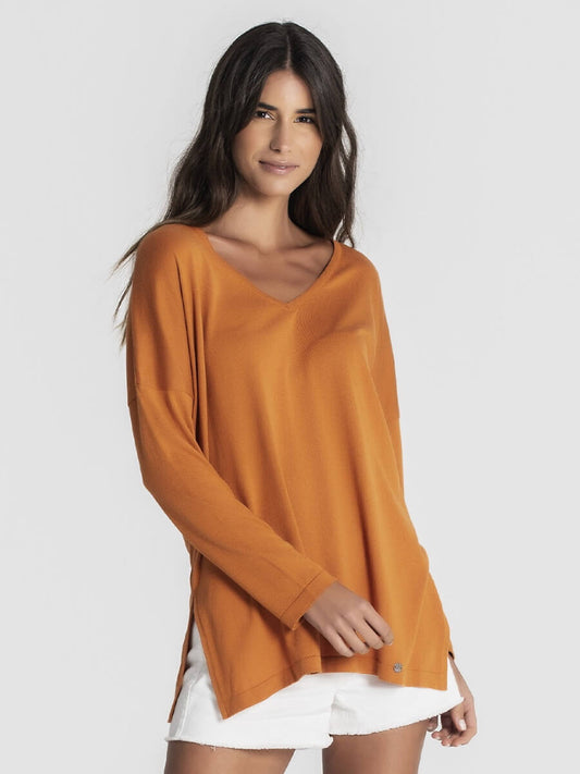 RUGA 1962 Camisola basica decote em V MAJODI.COM azul