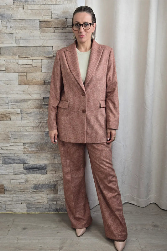 BLAZER COM EFEITO ESPIGA TERRACOTA