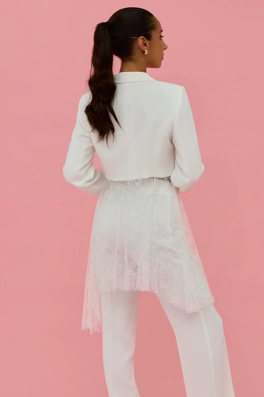BLAZER BRANCO DE TECIDO E RENDA