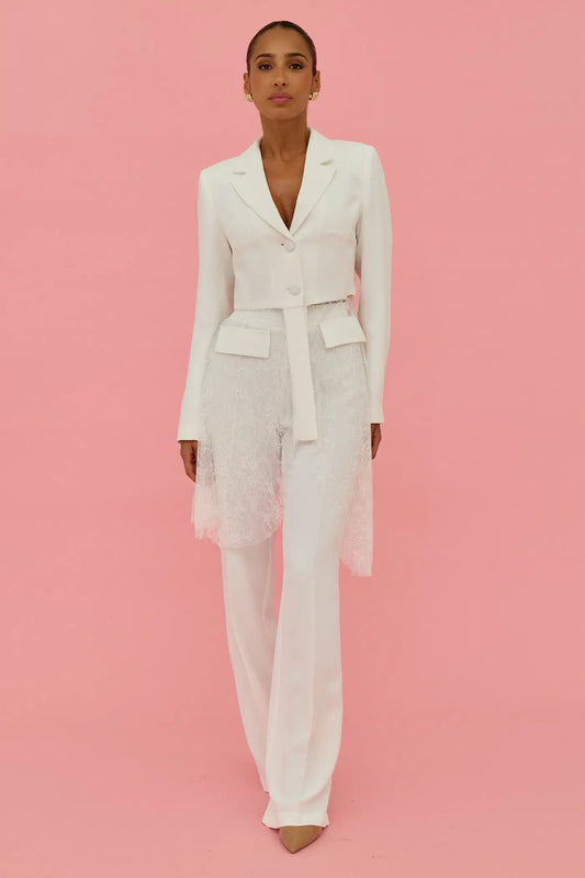 BLAZER BRANCO DE TECIDO E RENDA
