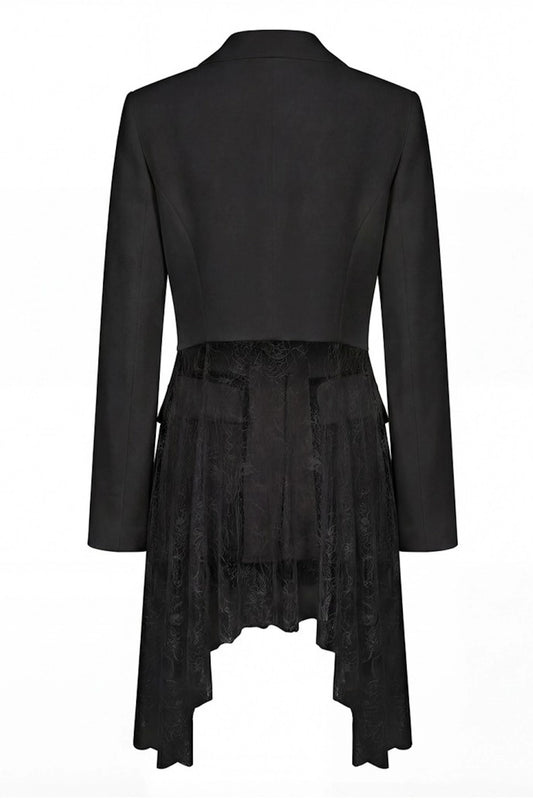 BLAZER PRETO DE TECIDO E RENDA