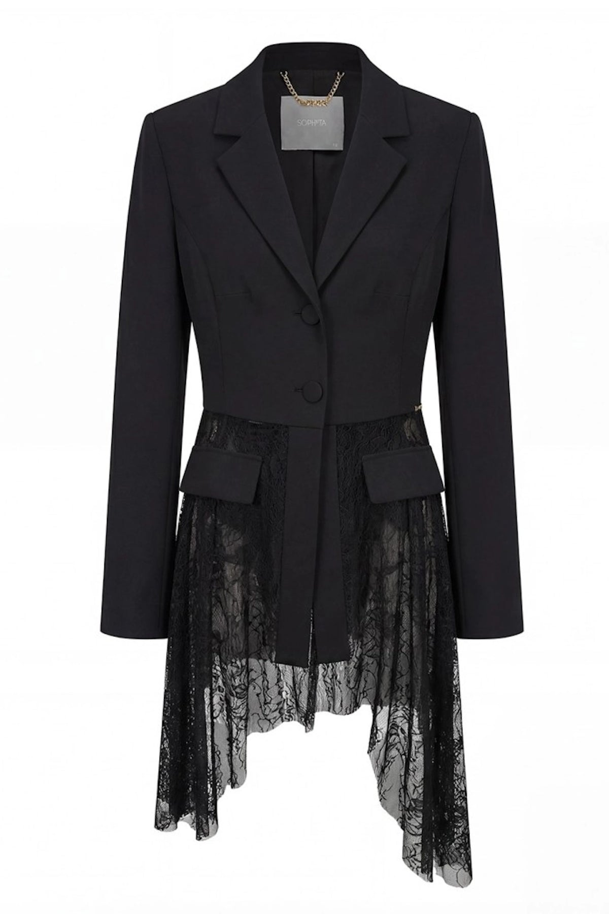 BLAZER PRETO DE TECIDO E RENDA
