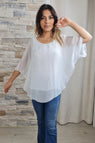 BLUSA FLUÍDA BRANCA COM MANGA MORCEGO