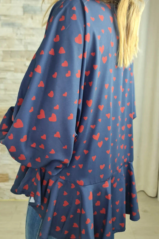 BLUSA FOLHOS COM CORAÇÕES