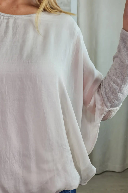 BLUSA MANGA MORCEGO COM MALHA NO PUNHO