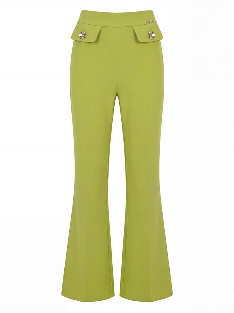 CALÇA BOCA DE SINO EM TECIDO LISO