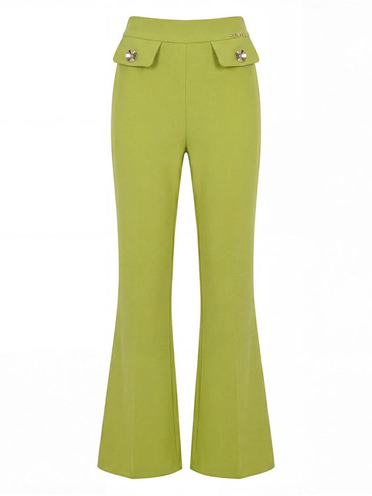 CALÇA BOCA DE SINO EM TECIDO LISO