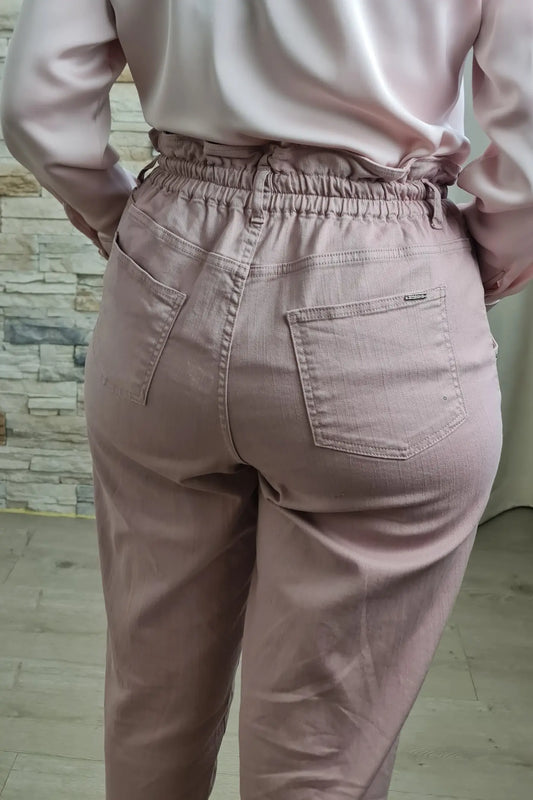 CALÇAS GANGA SLIM MOM BEGE
