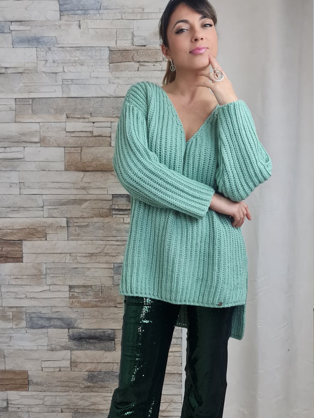 CALÇA DE LANTEJOULA VERDE