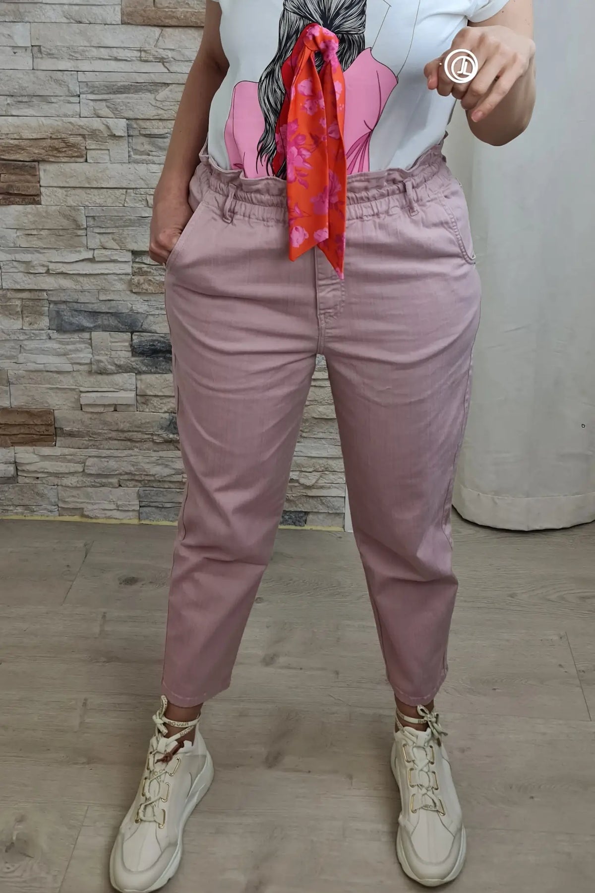 CALÇA PAPER BAG ROSA SECO