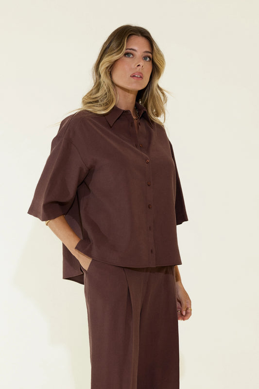 CAMISA OVERSIZE CASTANHA