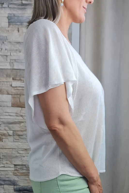 CAMISOLA ESTRELAS MEIA MANGA BRANCA