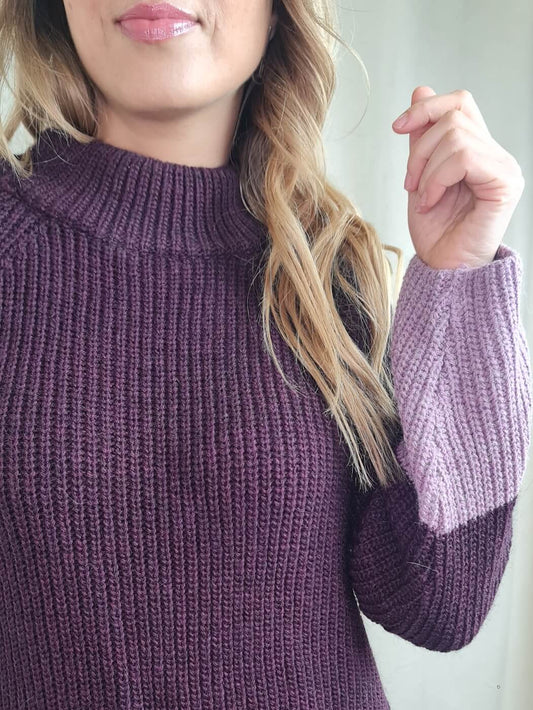 CAMISOLA DE MALHA BORDEAUX E ROSA