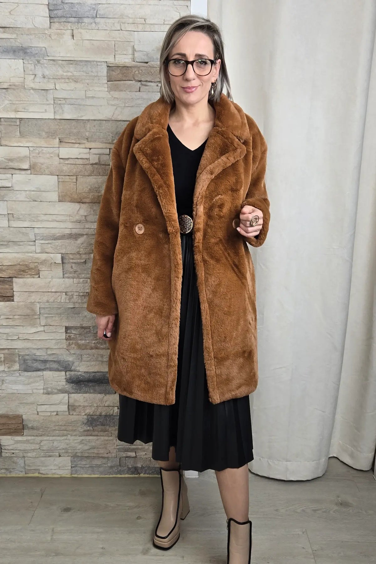 CASACO DE PÊLO COMPRIDO CAMEL