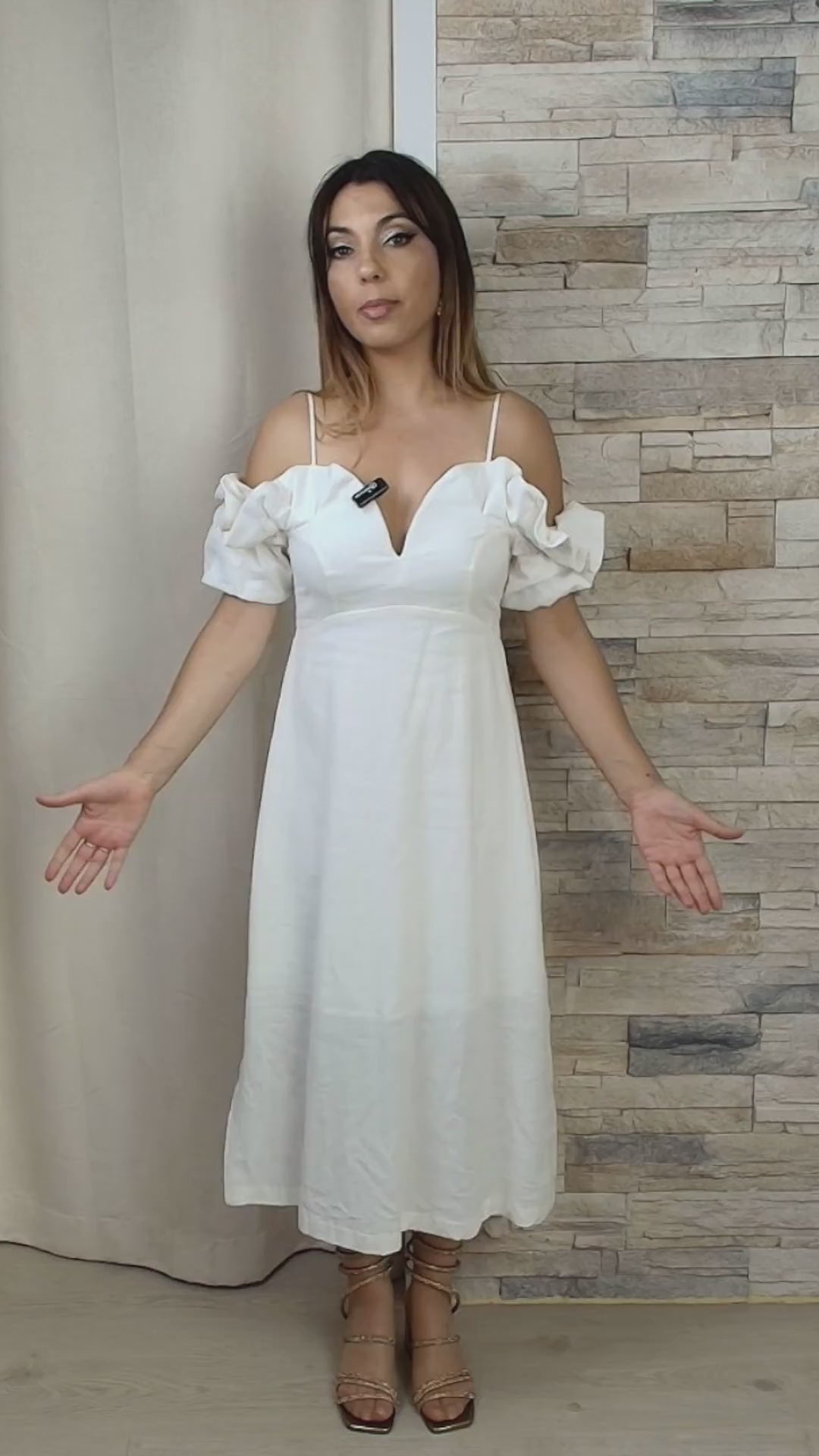 VESTIDO DE LINHO OMBRO A OMBRO