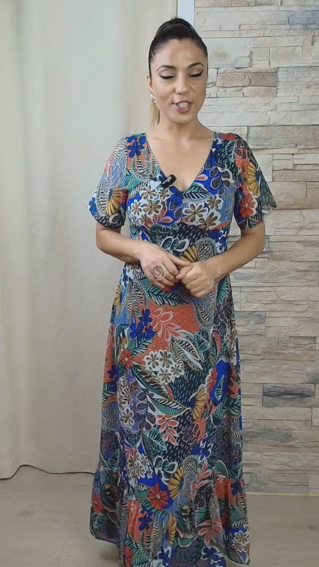 VESTIDO COMPRIDO COM ESTAMPADO FLORAL
