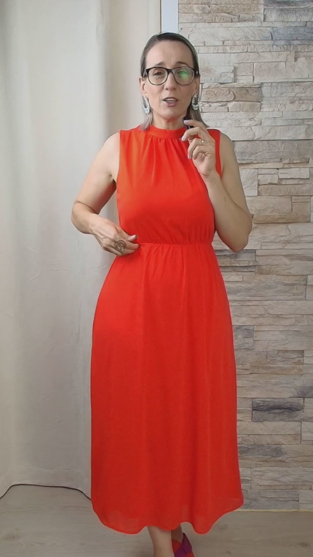 VESTIDO MIDI ALARANJADO