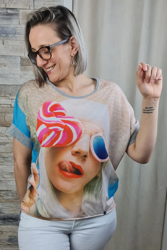 T-SHIRT ESTAMPADA DOÇURA COOL CINZENTA