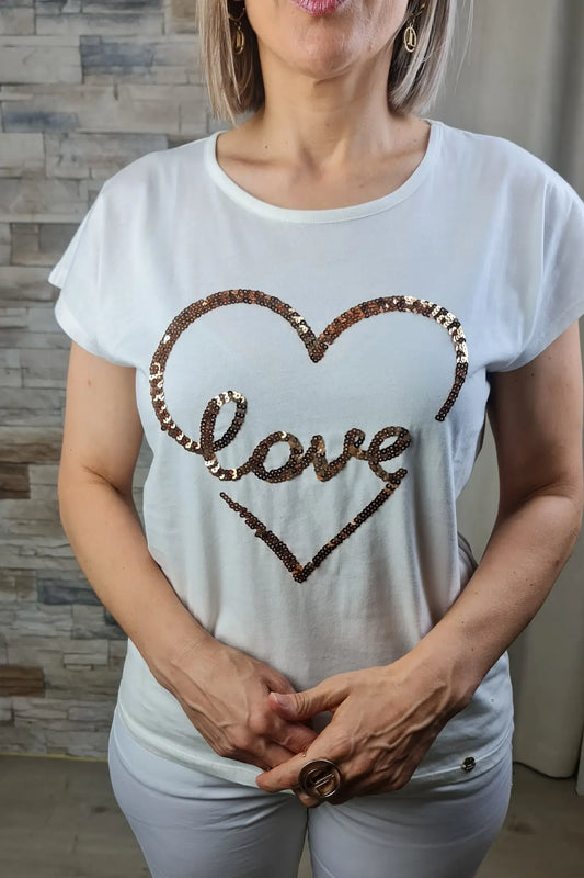 T-SHIRT CORAÇÃO LOVE BRANCA